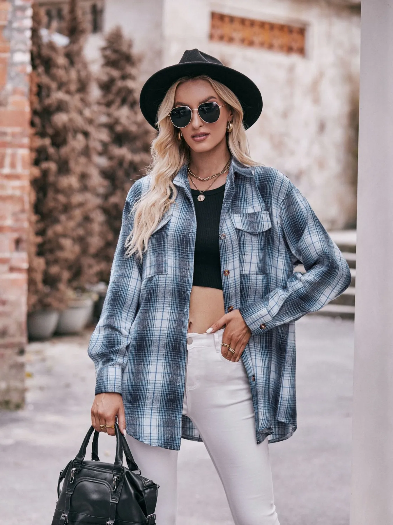 Plaid Button-Down Long Sleeve Shirt - Image 25