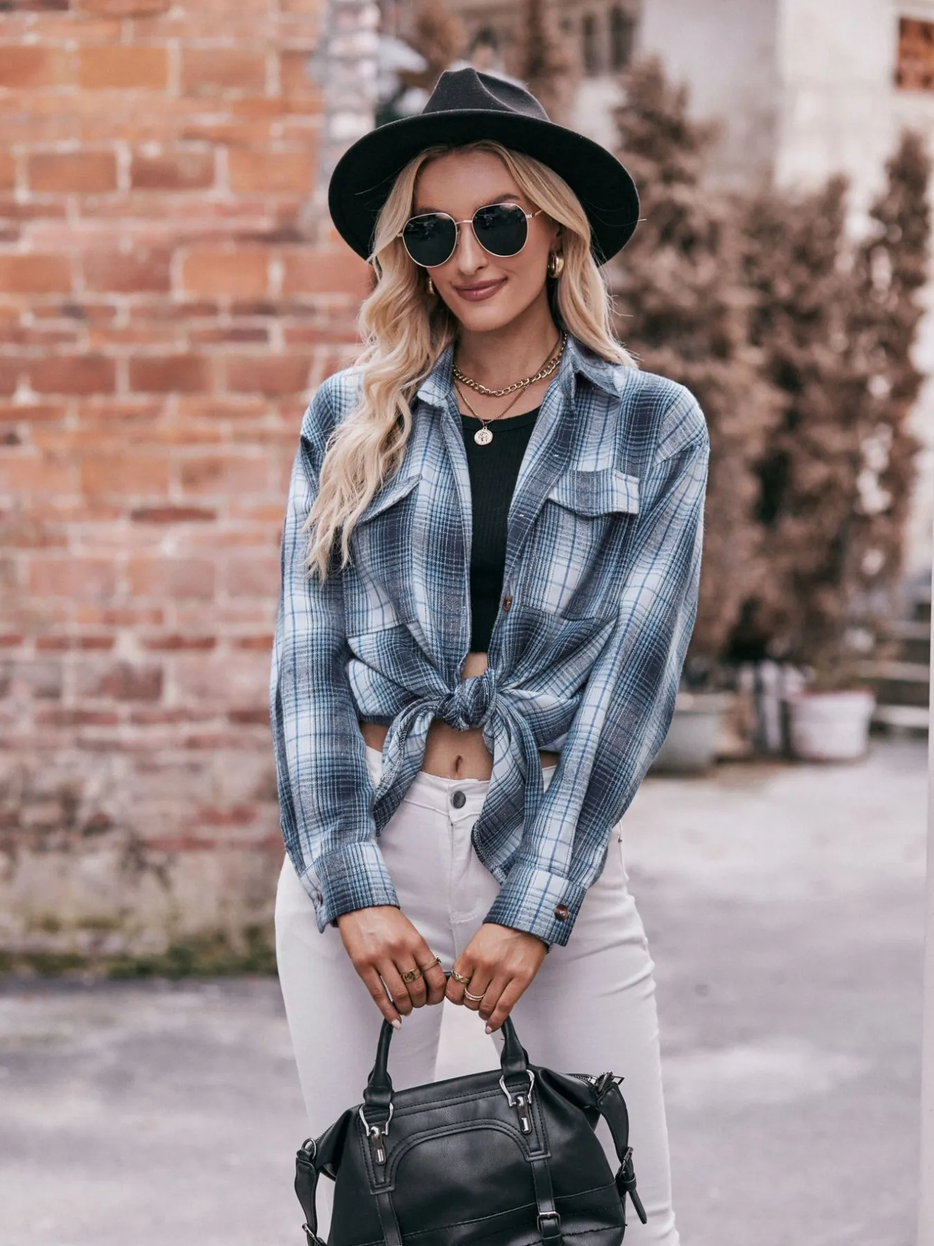 Plaid Button-Down Long Sleeve Shirt - Image 27