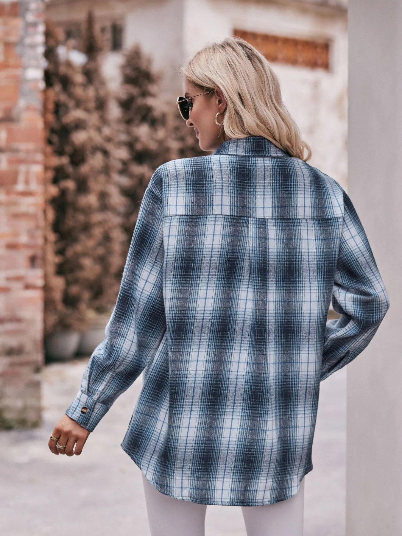 Plaid Button-Down Long Sleeve Shirt - Image 29