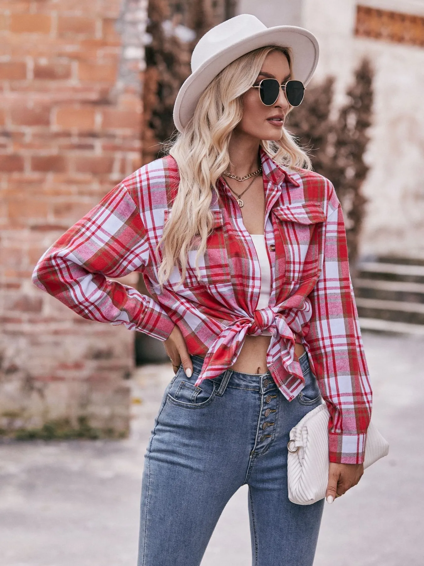 Plaid Button-Down Long Sleeve Shirt - Image 3