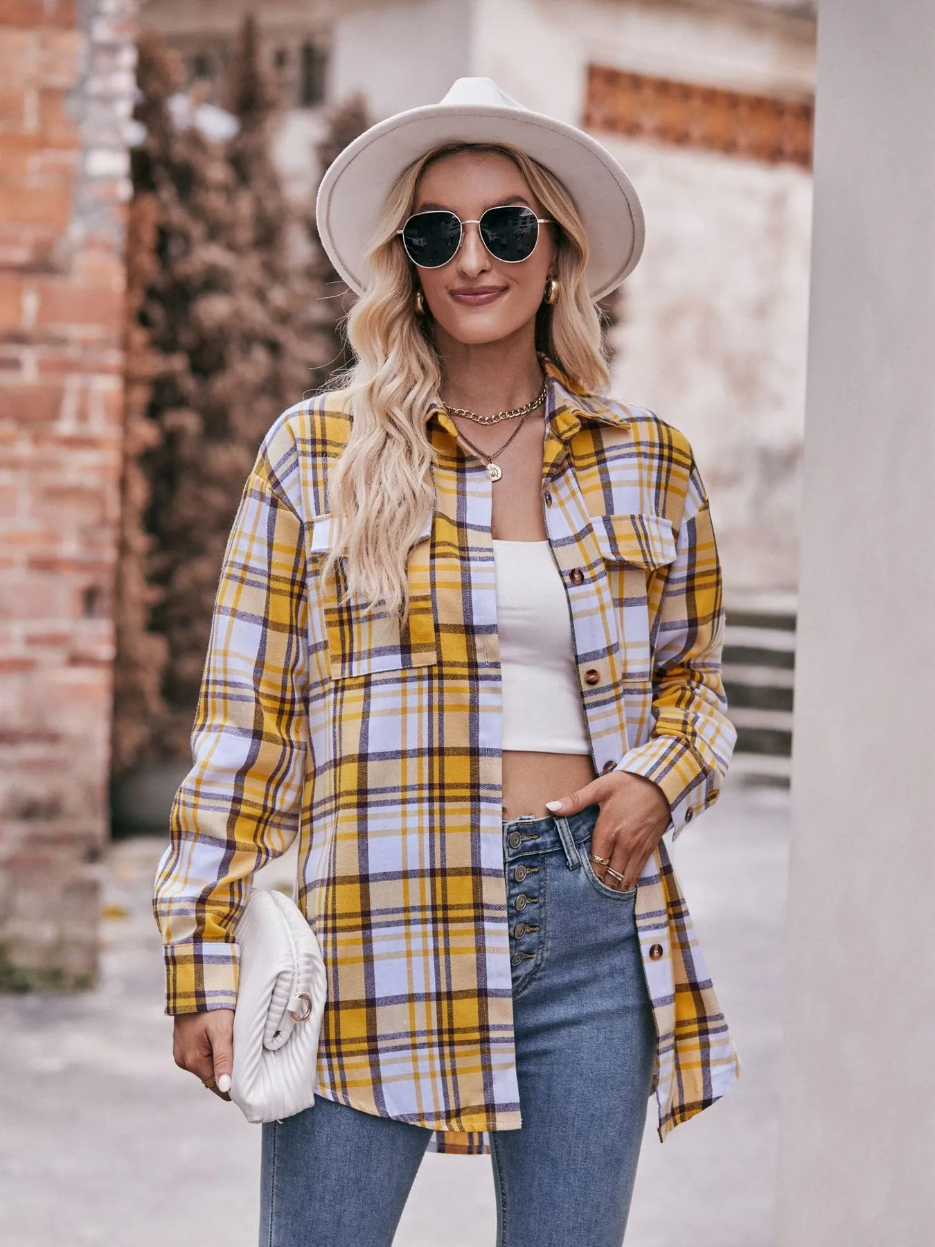 Plaid Button-Down Long Sleeve Shirt - Image 30