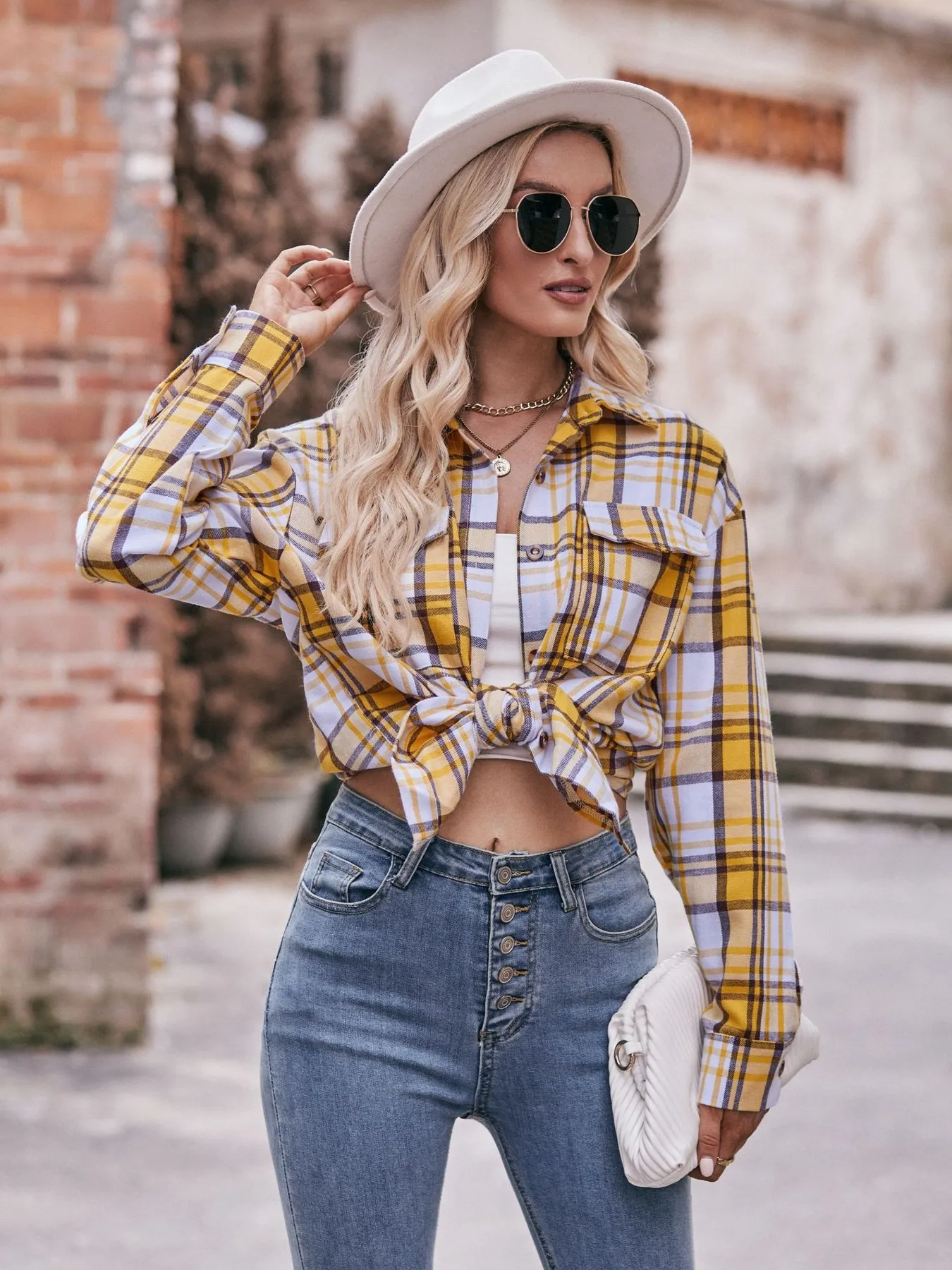 Plaid Button-Down Long Sleeve Shirt - Image 31