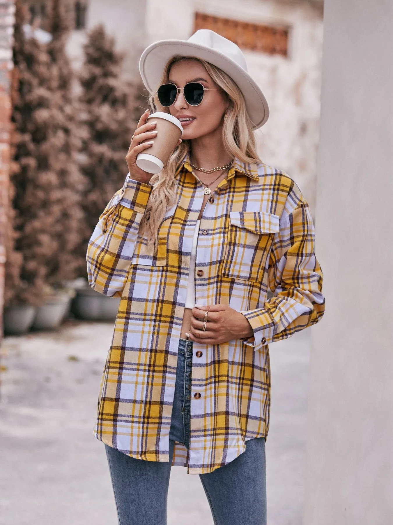 Plaid Button-Down Long Sleeve Shirt - Image 32