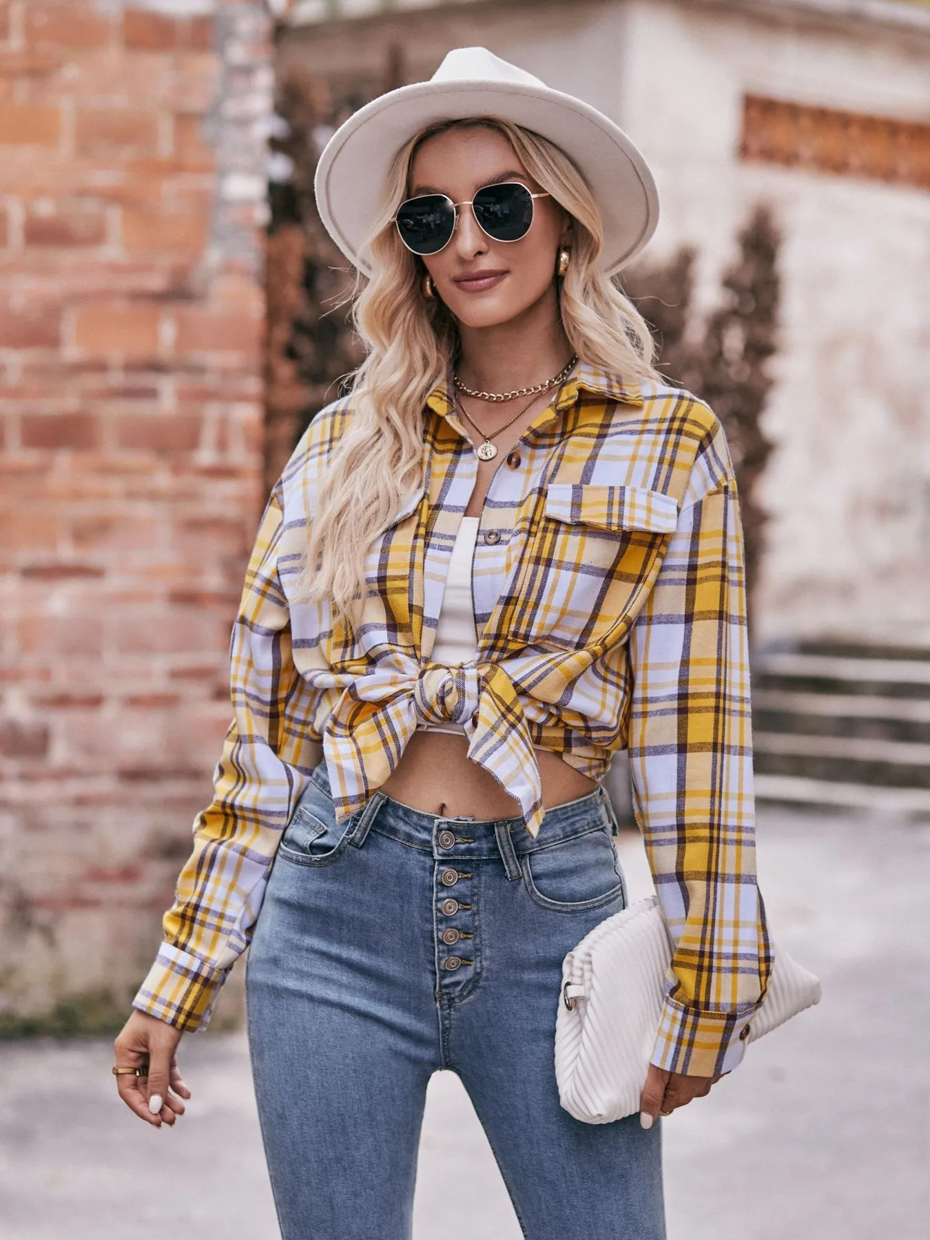 Plaid Button-Down Long Sleeve Shirt - Image 33