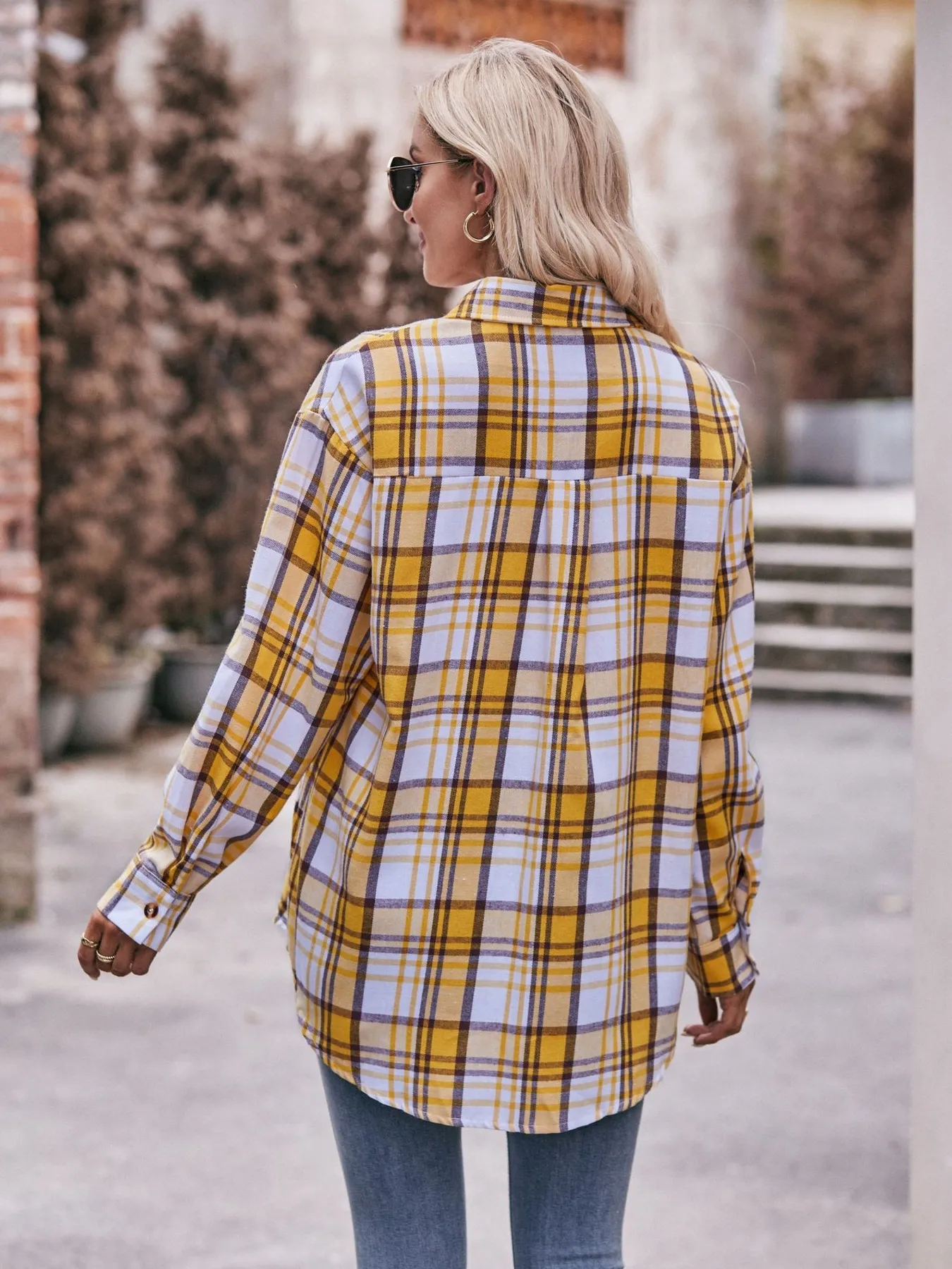 Plaid Button-Down Long Sleeve Shirt - Image 34