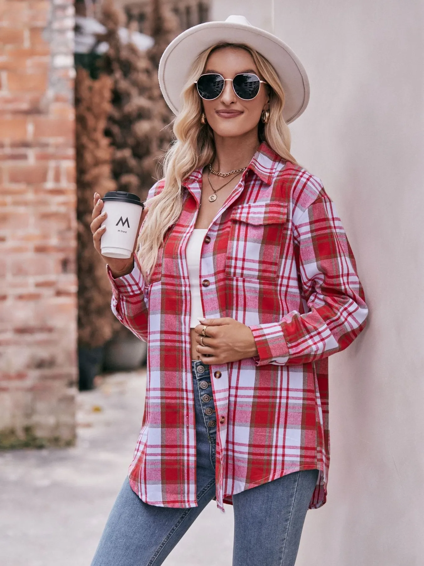 Plaid Button-Down Long Sleeve Shirt - Image 4