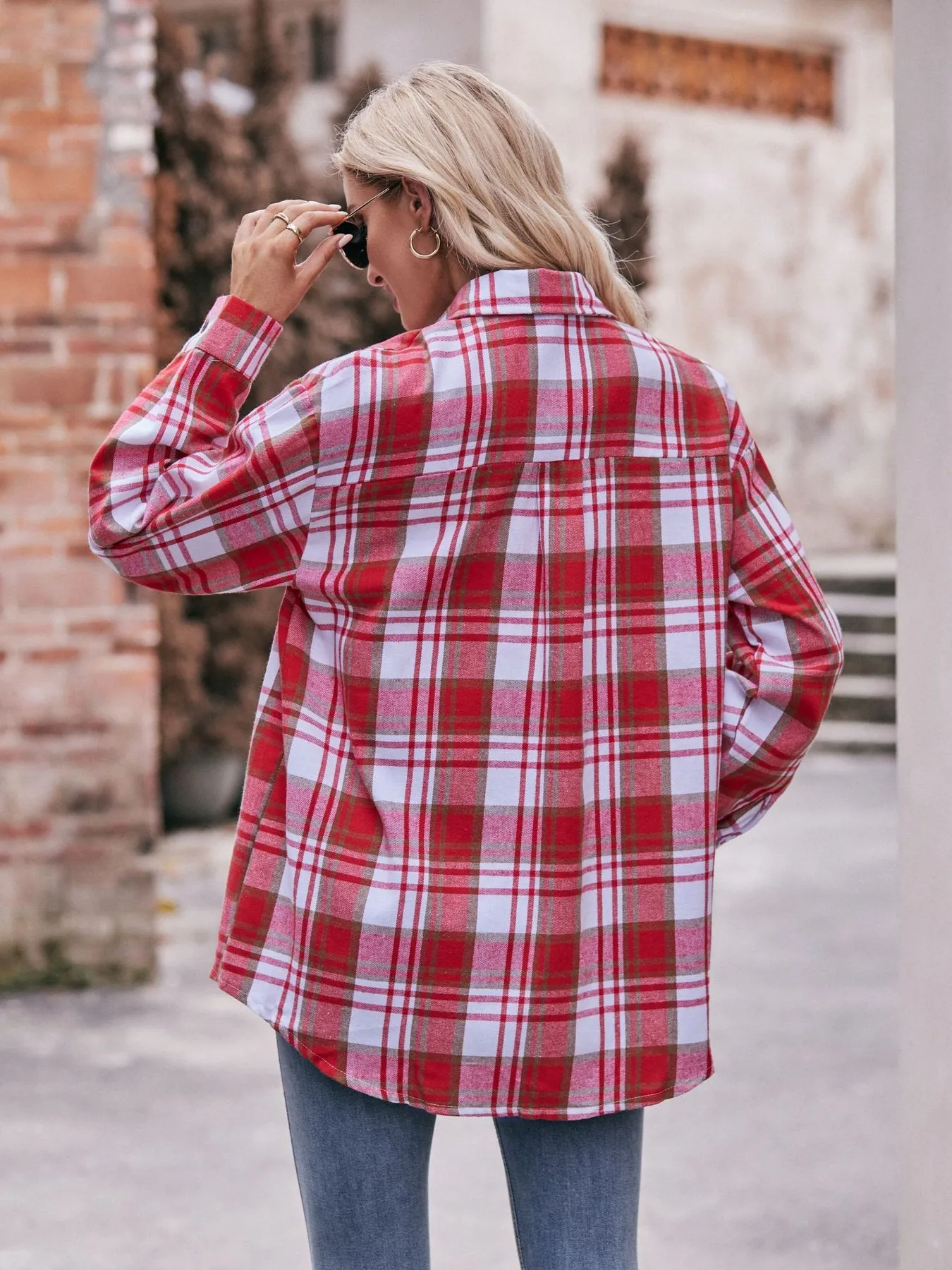 Plaid Button-Down Long Sleeve Shirt - Image 5