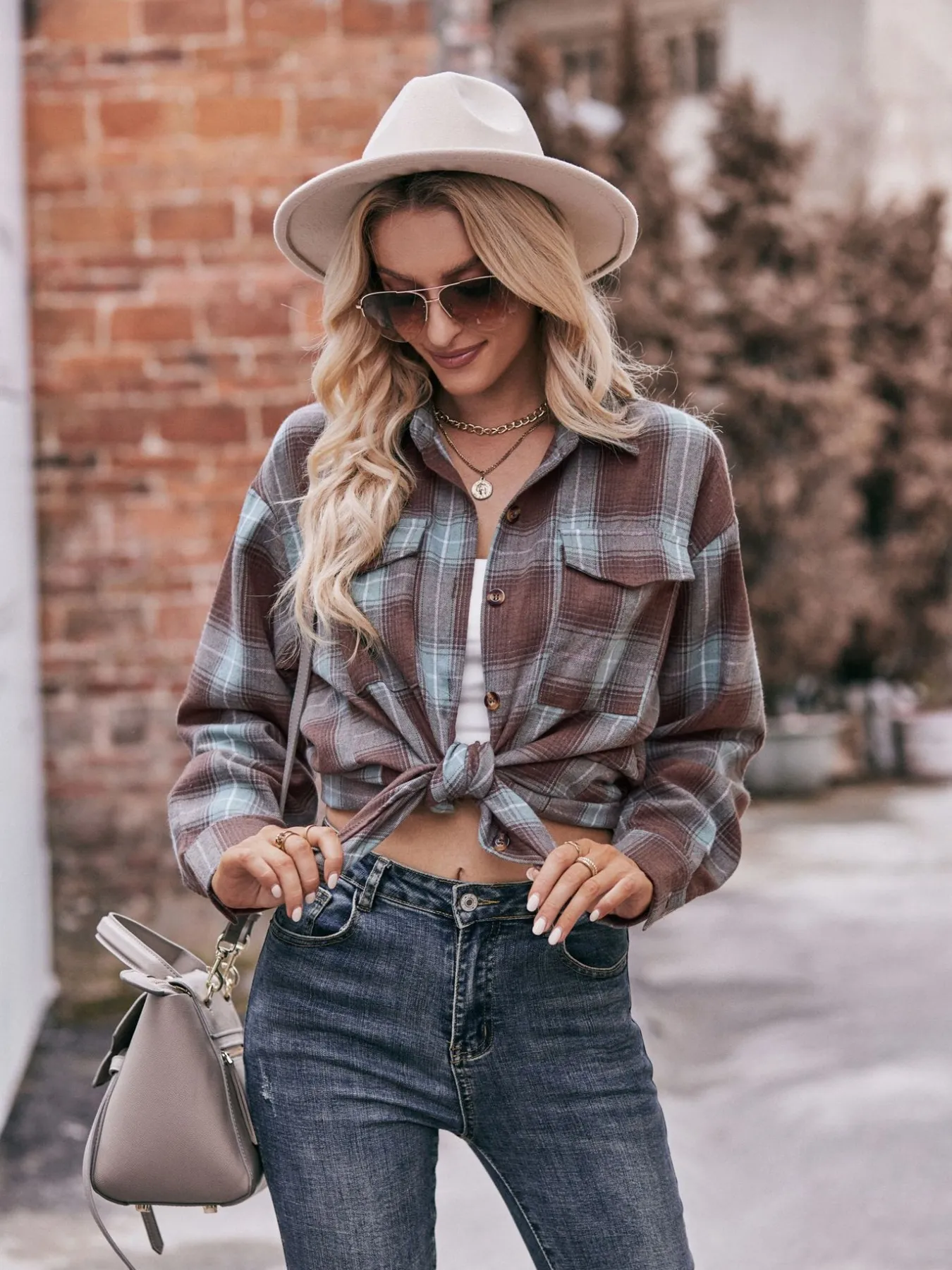 Plaid Button-Down Long Sleeve Shirt - Image 6
