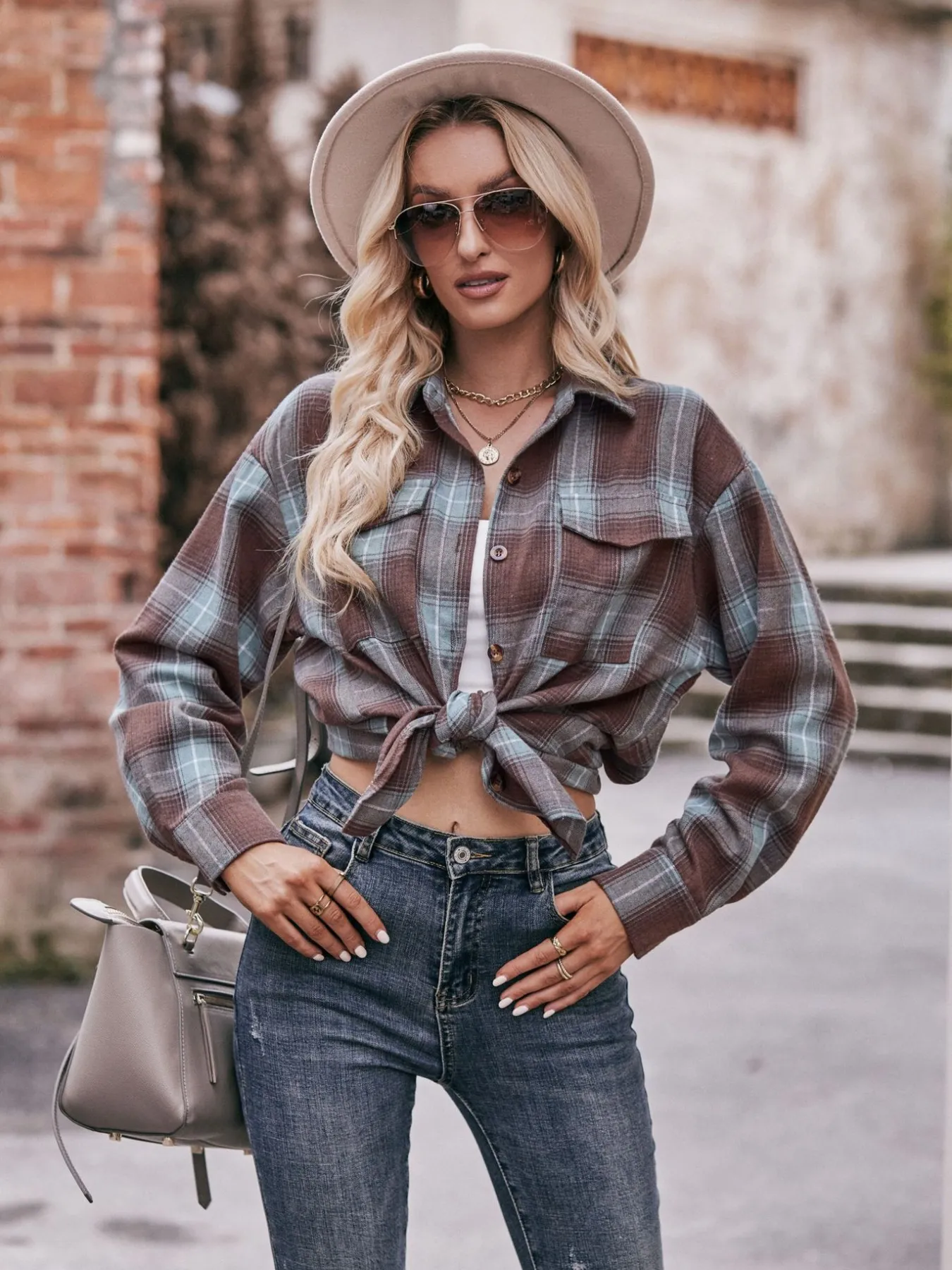 Plaid Button-Down Long Sleeve Shirt - Image 7