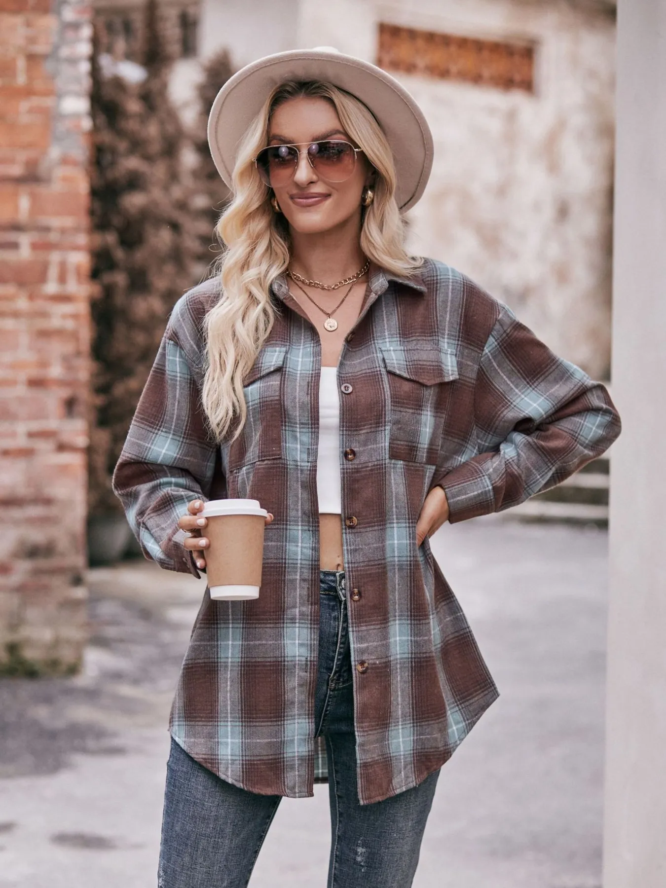 Plaid Button-Down Long Sleeve Shirt - Image 8