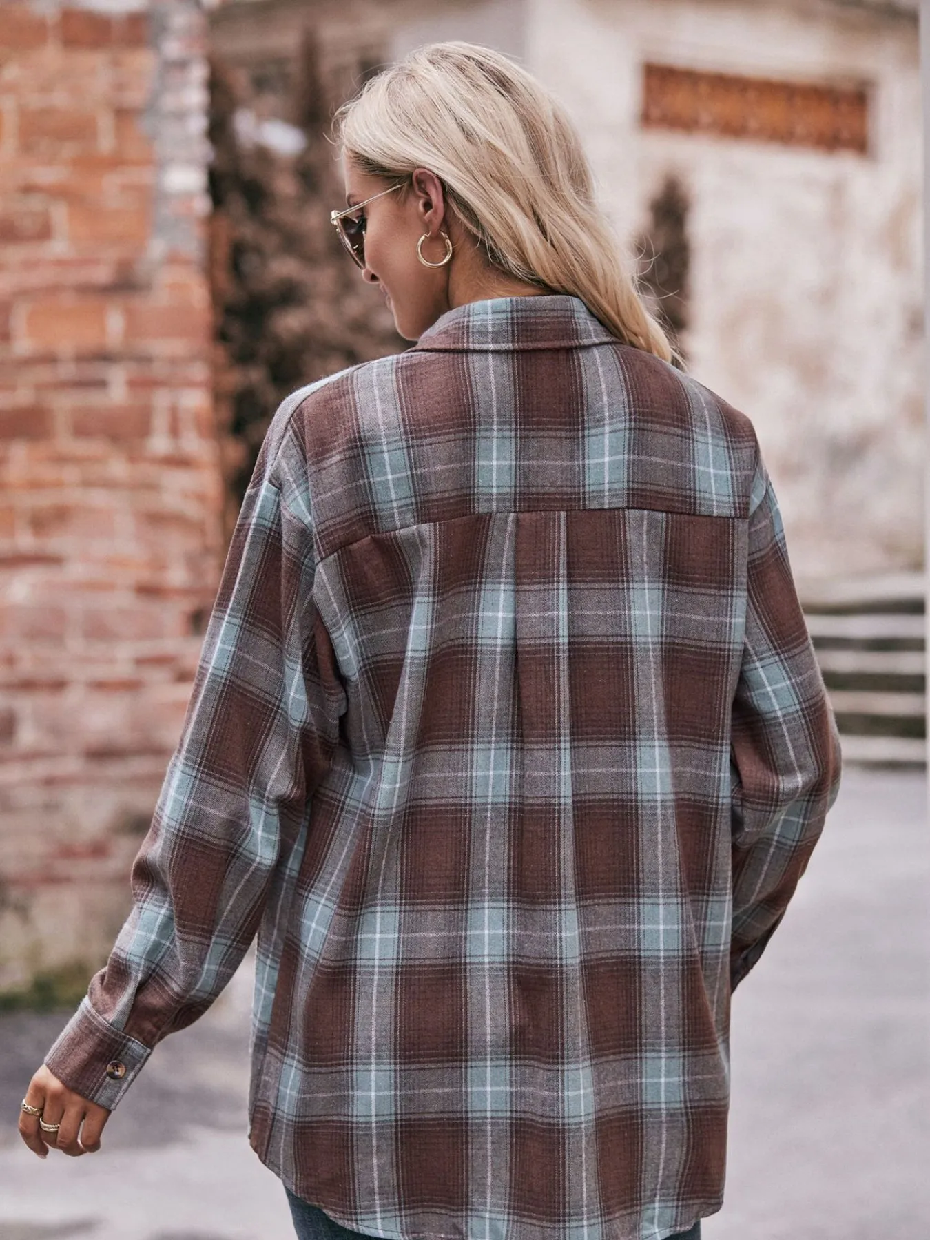 Plaid Button-Down Long Sleeve Shirt - Image 9