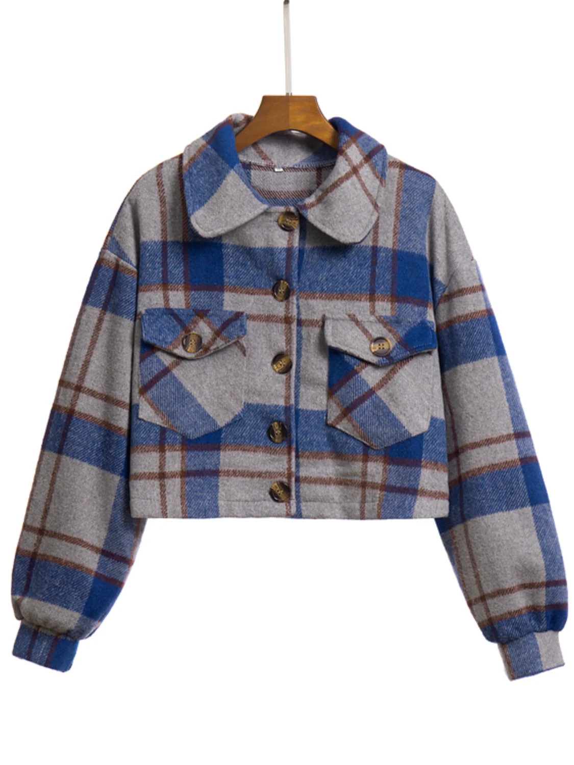 Plaid Button Front Jacket with Pockets - Image 14