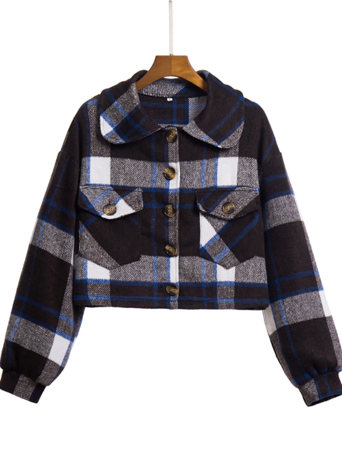 Plaid Button Front Jacket with Pockets - Image 18
