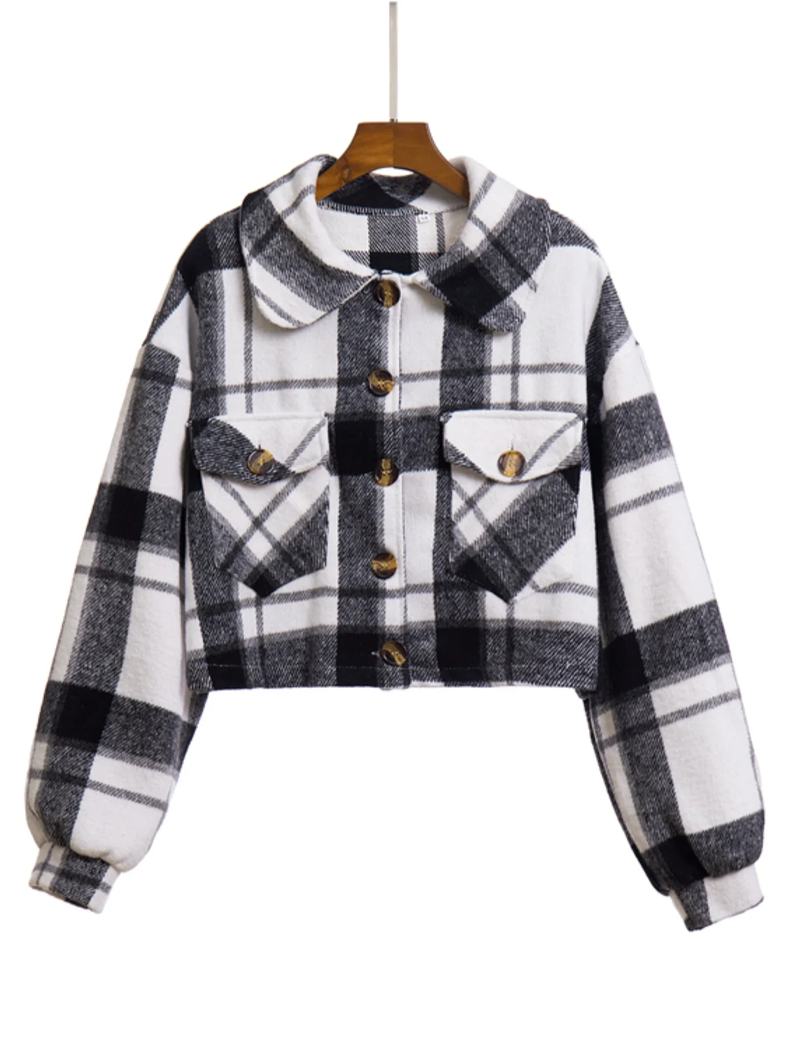 Plaid Button Front Jacket with Pockets - Image 9