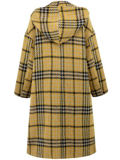 Plaid Double-Breasted Long Sleeve Longline Coat - Image 16