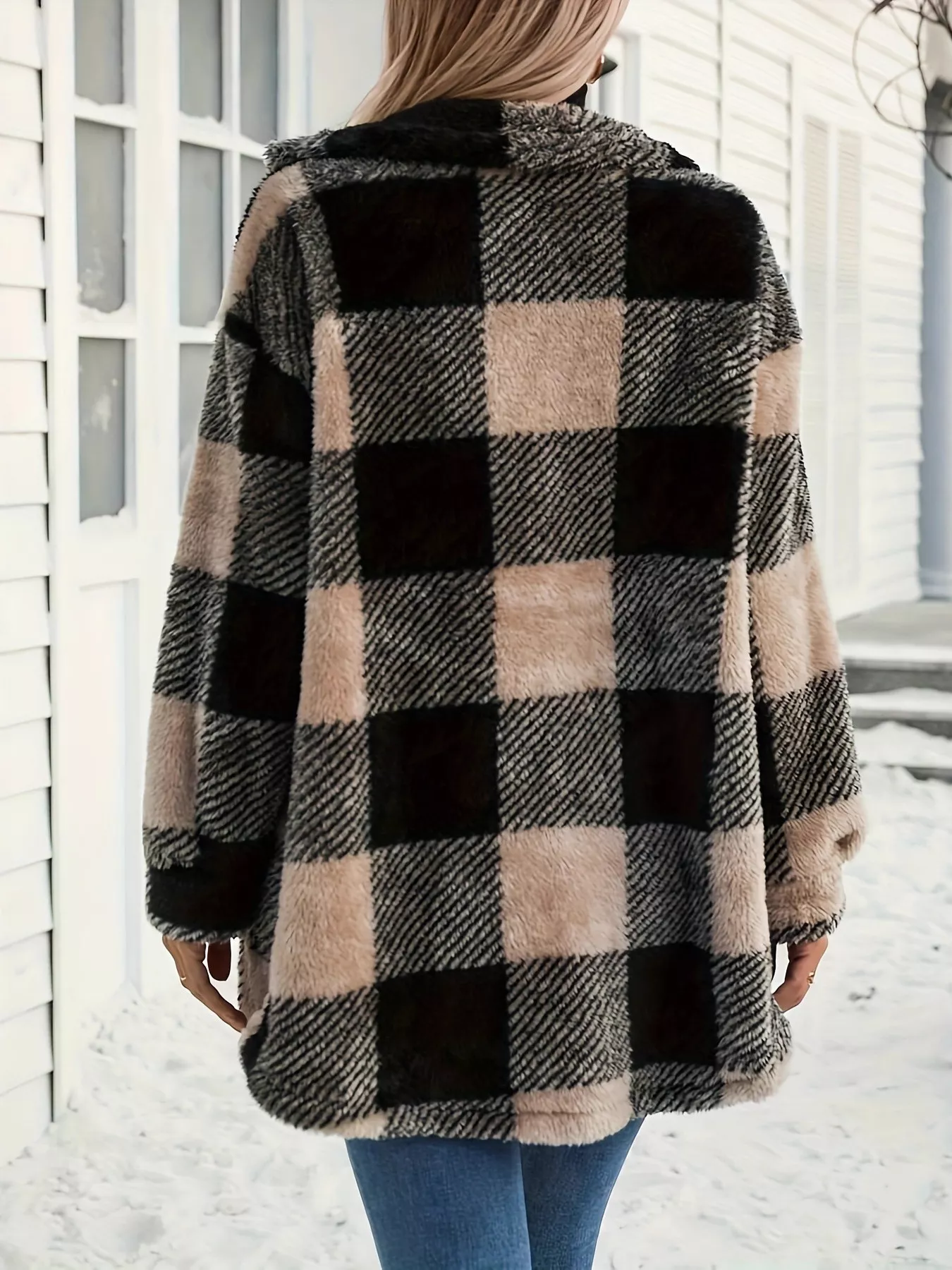Plaid Fleece Button-Down Outerwear - Image 3