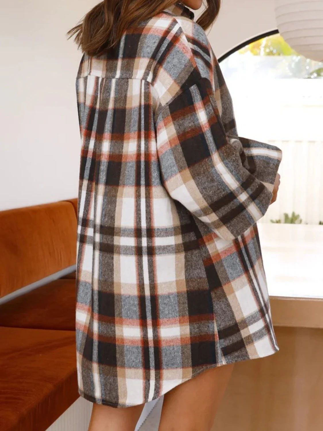 Plaid Lantern Sleeve Shirt - Image 4