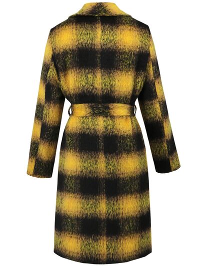 Plaid Tie Waist Long Sleeve Coat - Image 11