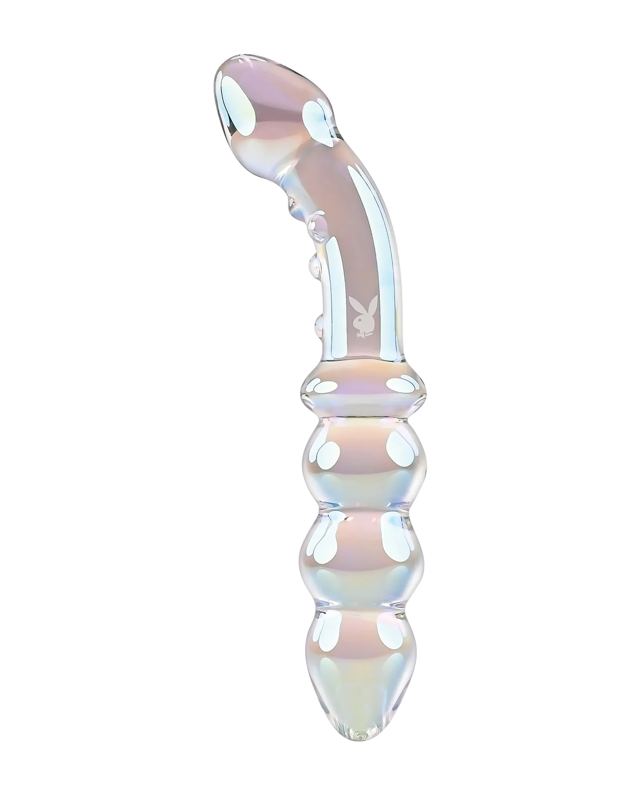 Playboy Pleasure Jewels Double Glass Dildo w/Anal Beads - Clear - Image 2