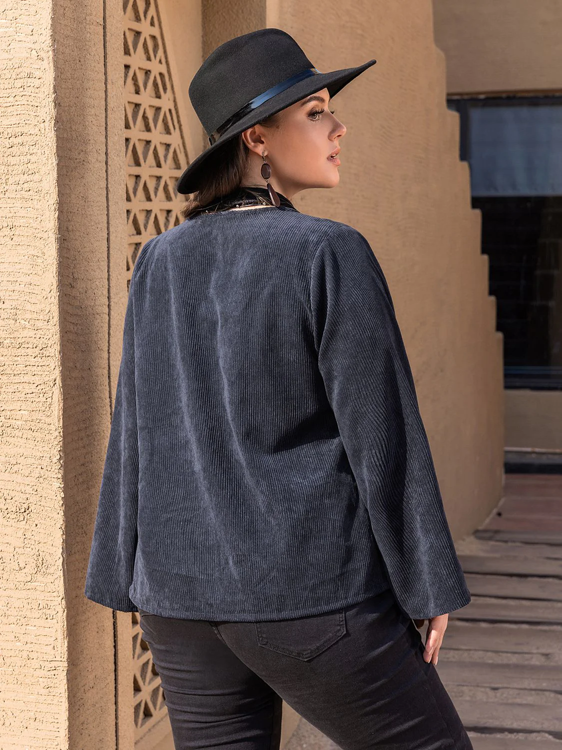 Plus Size Embroidered Open Front Jacket - Image 2