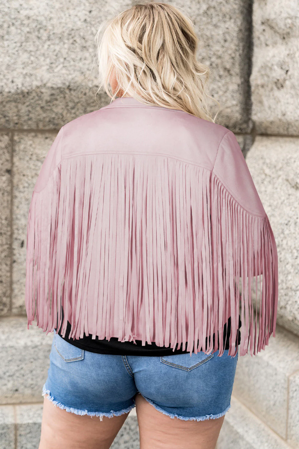 Plus Size Fringe Open Front Jacket - Image 5
