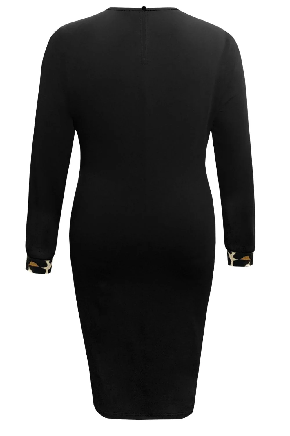 Plus Size Leopard Round Neck Long Sleeve Dress - Image 2