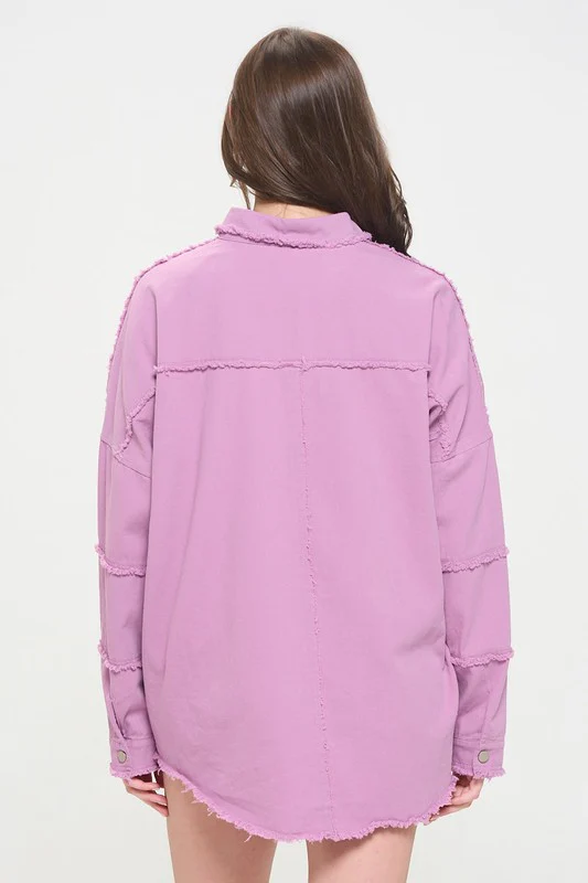 PLUS SIZE PATCHWORK FRAYED HEM BUTTON DOWN TOP - Image 6