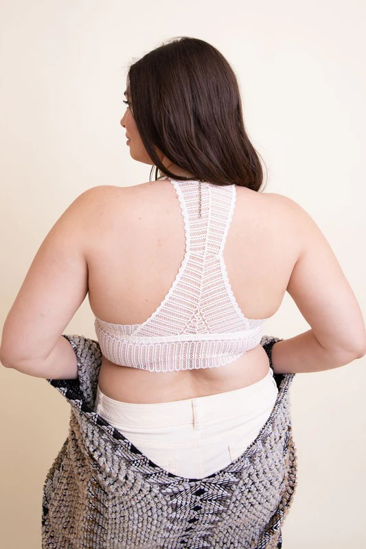 Plus Size Ribbed Lace Boho Racerback Bralette - Image 8