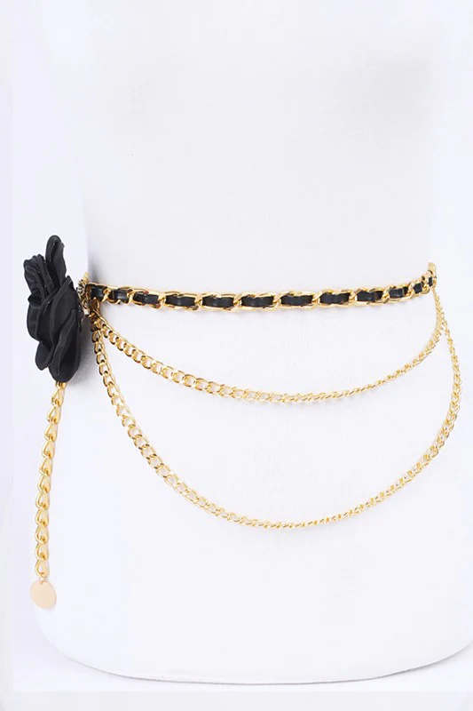 Plus Size Satin Flower Iconic Chain Belt - Image 3