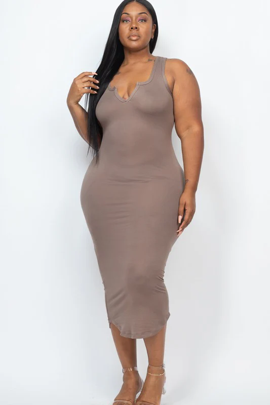 Plus Size Split Neck Tank Dress - Image 14