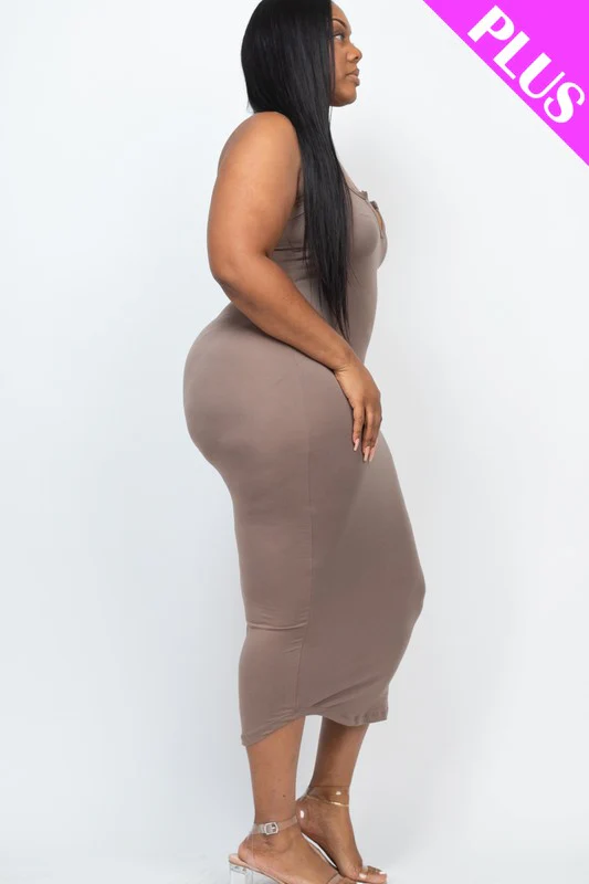 Plus Size Split Neck Tank Dress - Image 15