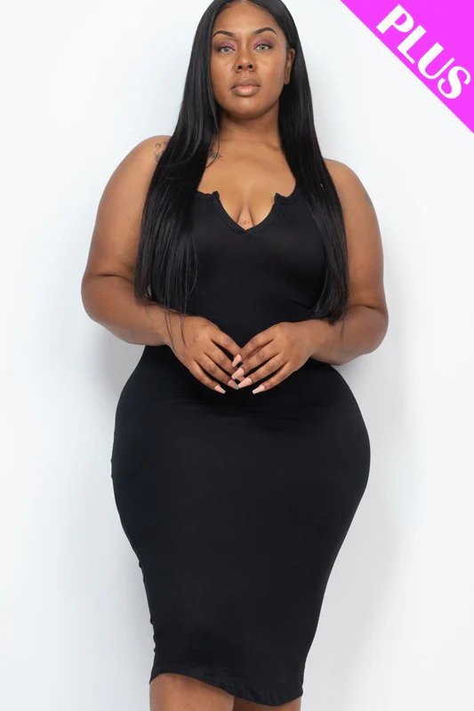 Plus Size Split Neck Tank Dress - Image 22