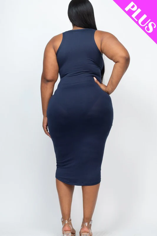 Plus Size Split Neck Tank Dress - Image 3