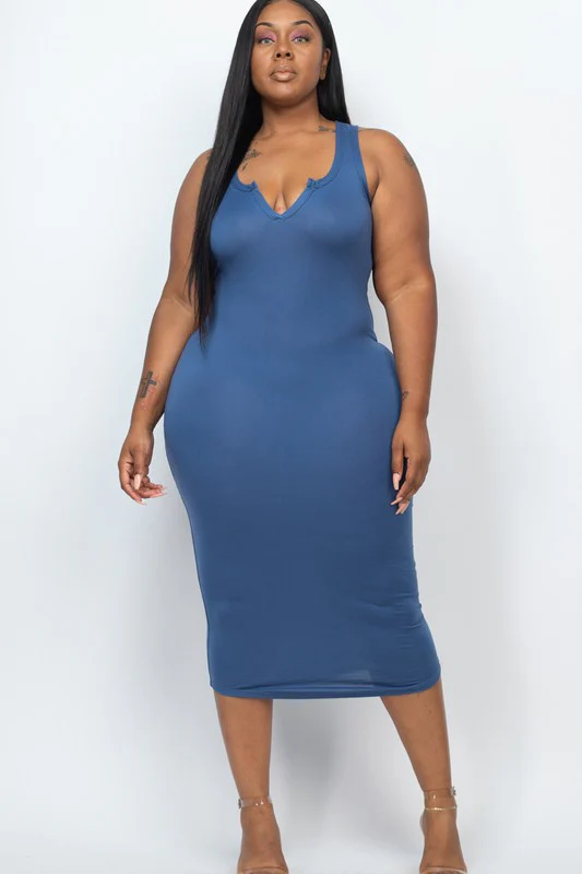 Plus Size Split Neck Tank Dress - Image 5