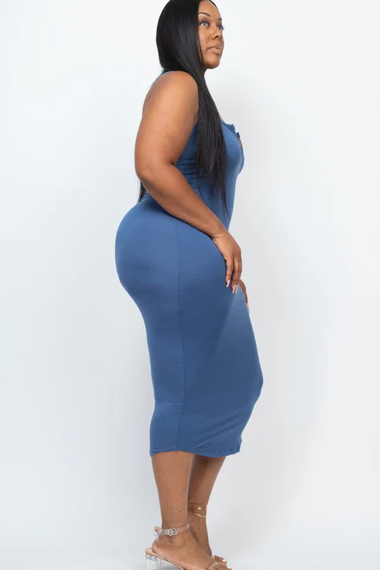 Plus Size Split Neck Tank Dress - Image 7