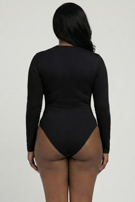 Plus Solid Long Sleeve Round Neck Bodysuit - Image 15