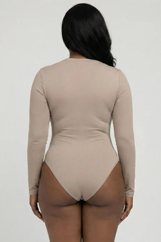 Plus Solid Long Sleeve Round Neck Bodysuit - Image 9