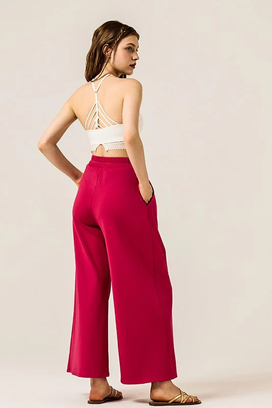 Plus Stretch Yoga Knit Wide Leg Palazzo Pants - Image 9