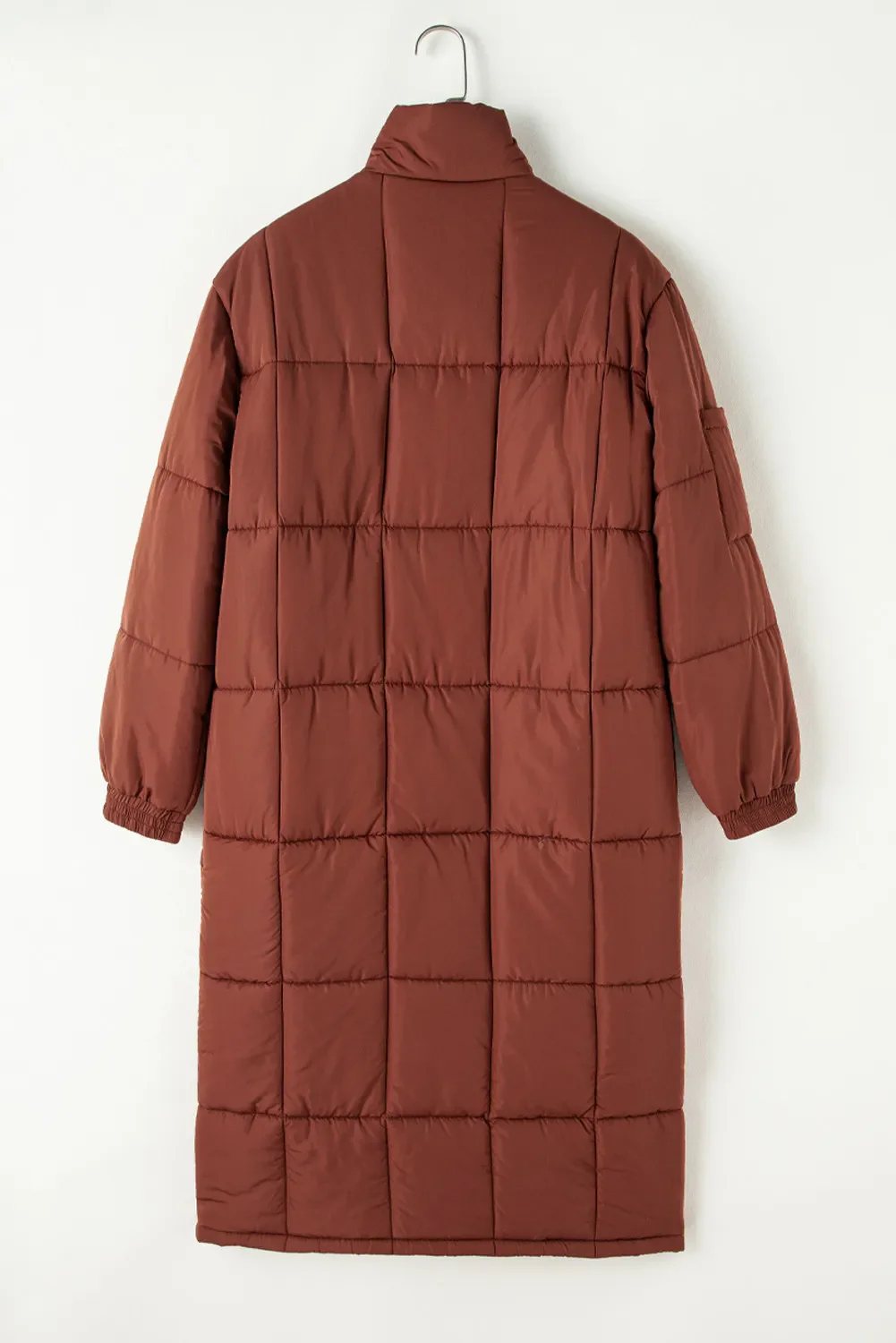 Pocketed Bubble Texture Long Sleeve Longline Winter Coat - Image 6