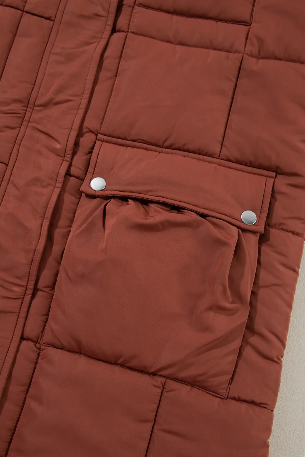 Pocketed Bubble Texture Long Sleeve Longline Winter Coat - Image 7