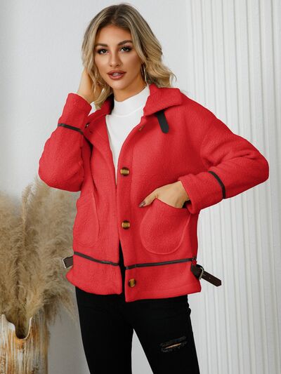 Pocketed Button Down Collared Neck Jacket - Image 10