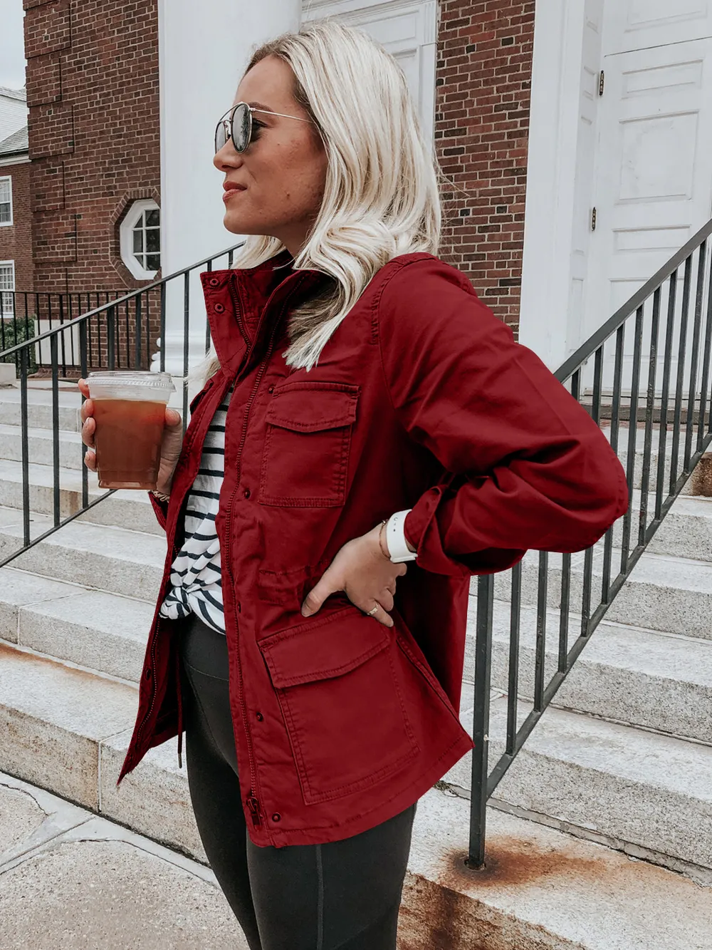 Pocketed Long Sleeve Zip Up Jacket - Image 5