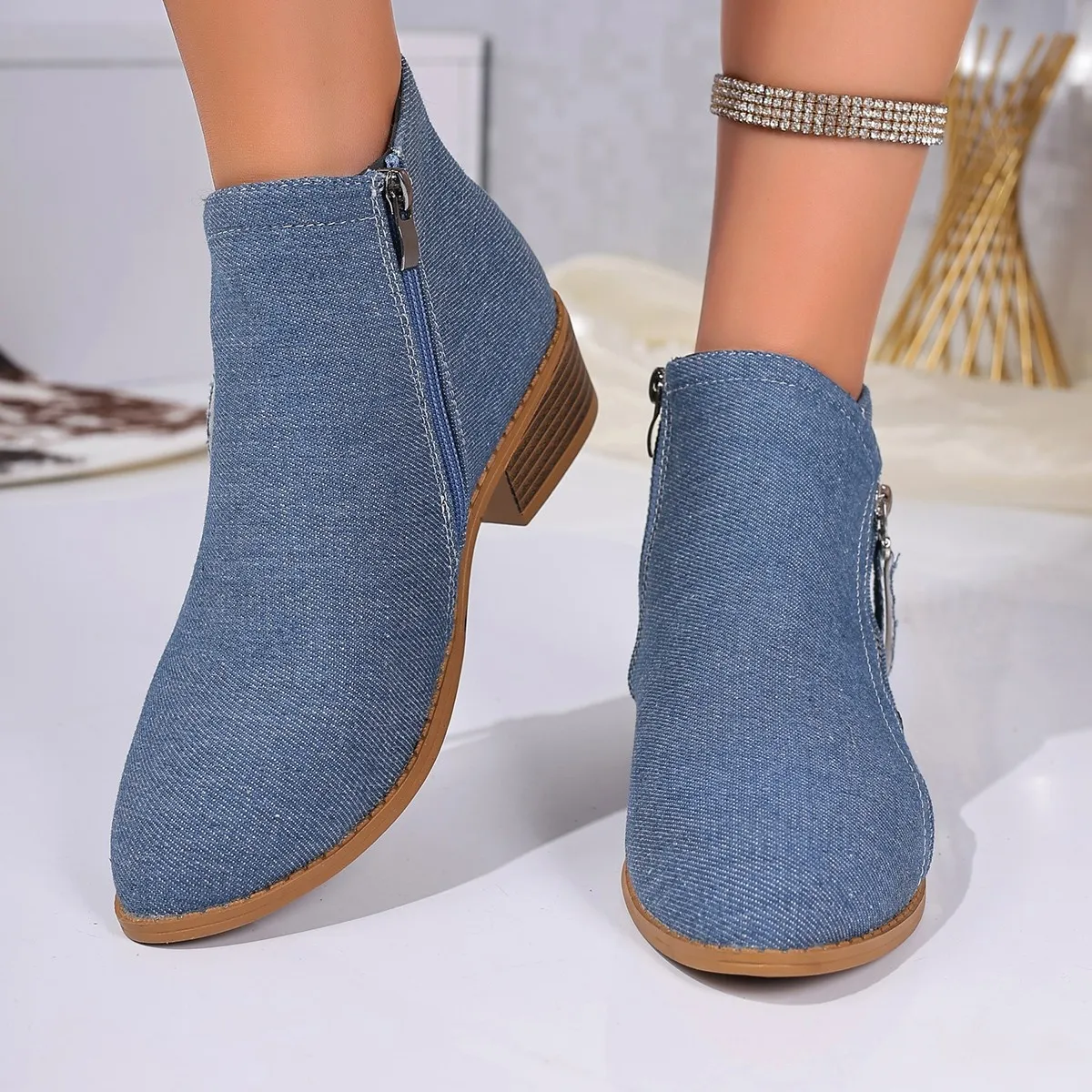 Point Toe Block Heels Boots - Image 4