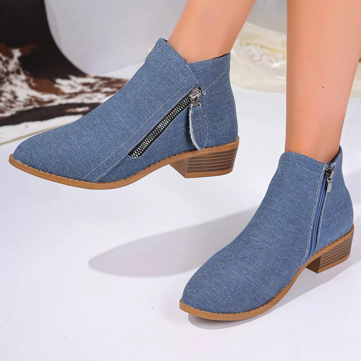 Point Toe Block Heels Boots - Image 5
