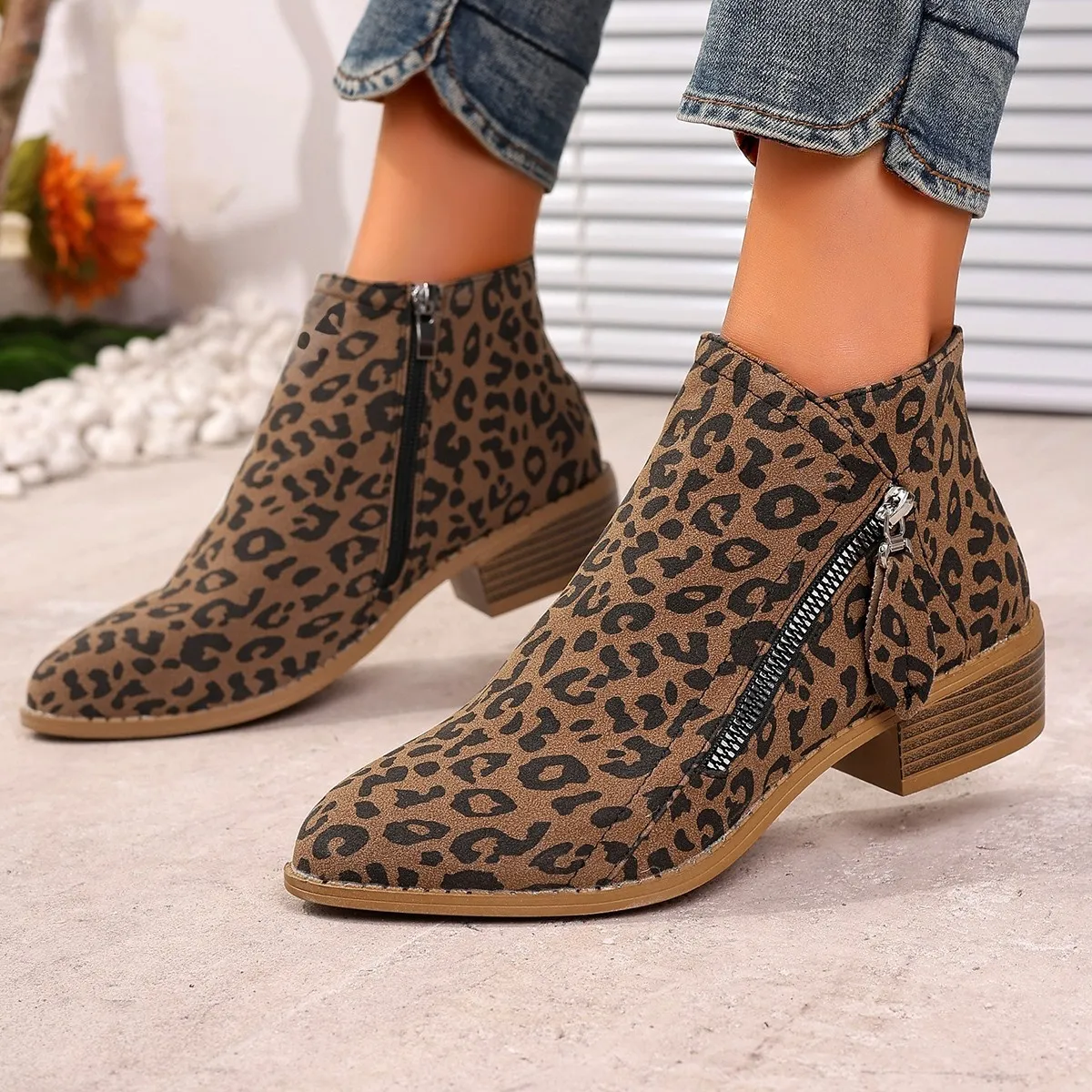 Point Toe Block Heels Boots - Image 7