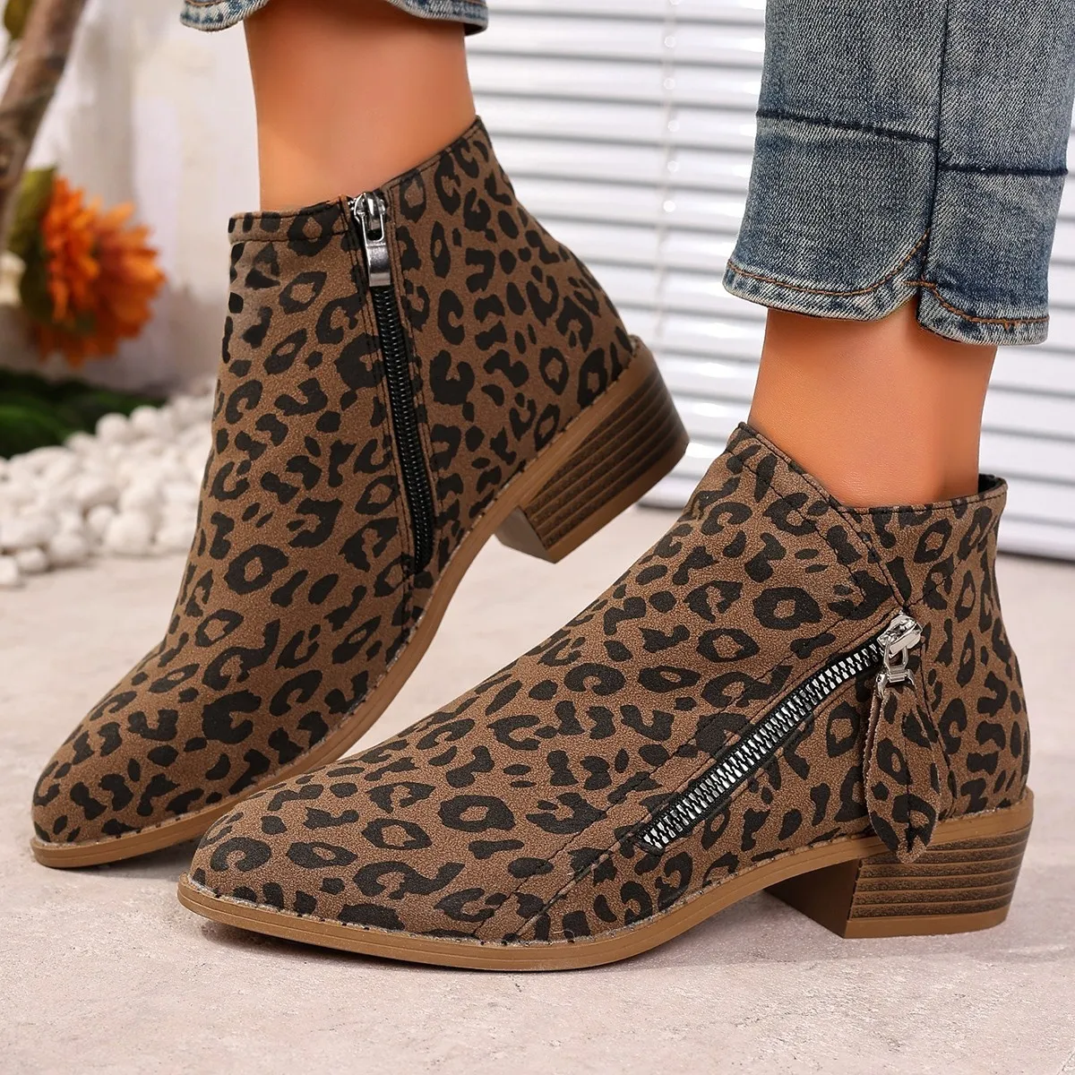 Point Toe Block Heels Boots - Image 8