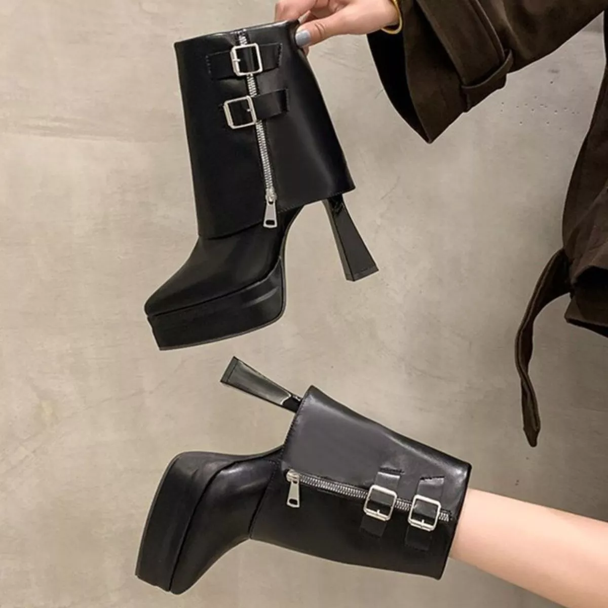 Point Toe Block Heels Boots - Image 7