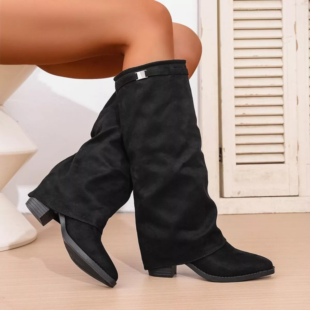 Point Toe Block Heels Boots - Image 4