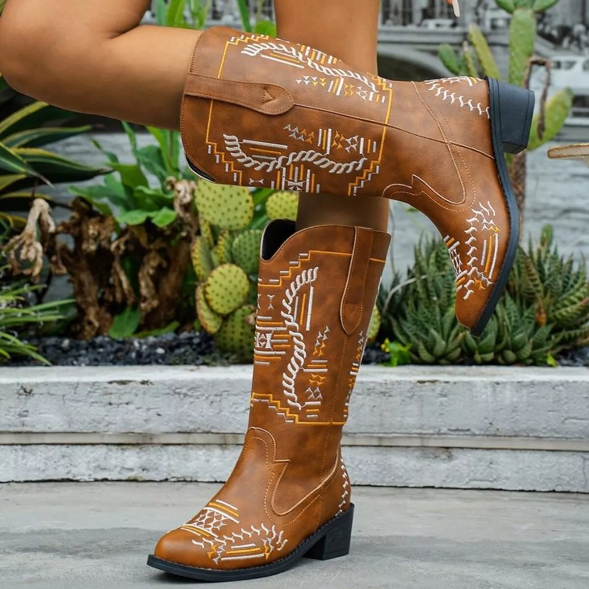Point Toe Block Heels Boots - Image 4