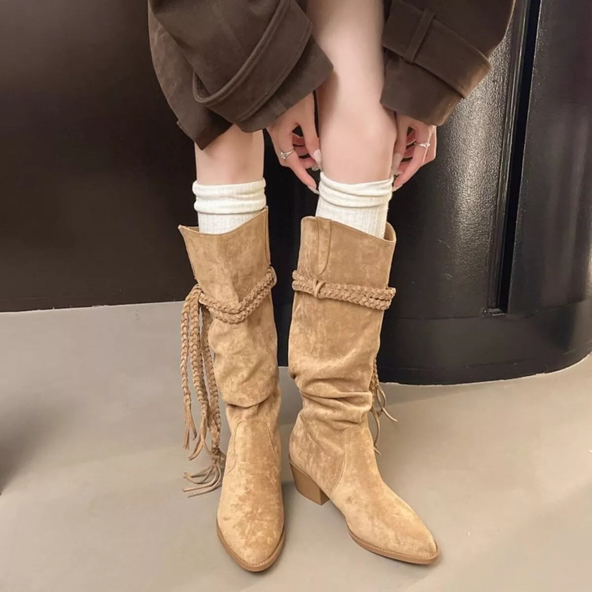 Point Toe Block Heels Boots - Image 2